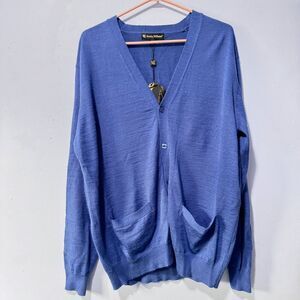 NWT Scala Milano Blue‎ sweater cardigan large